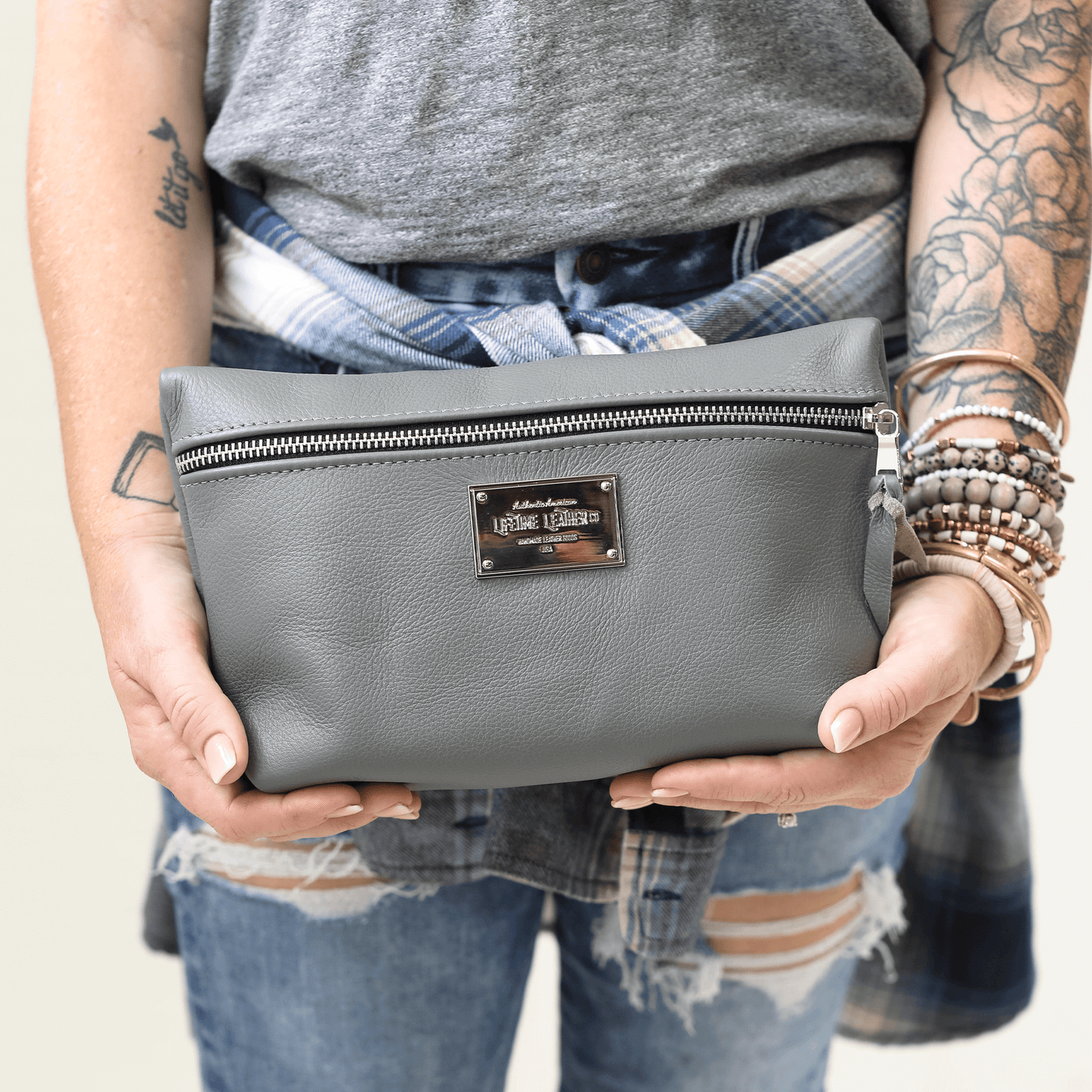 Pebbled Leather Cosmetic Bag All for American