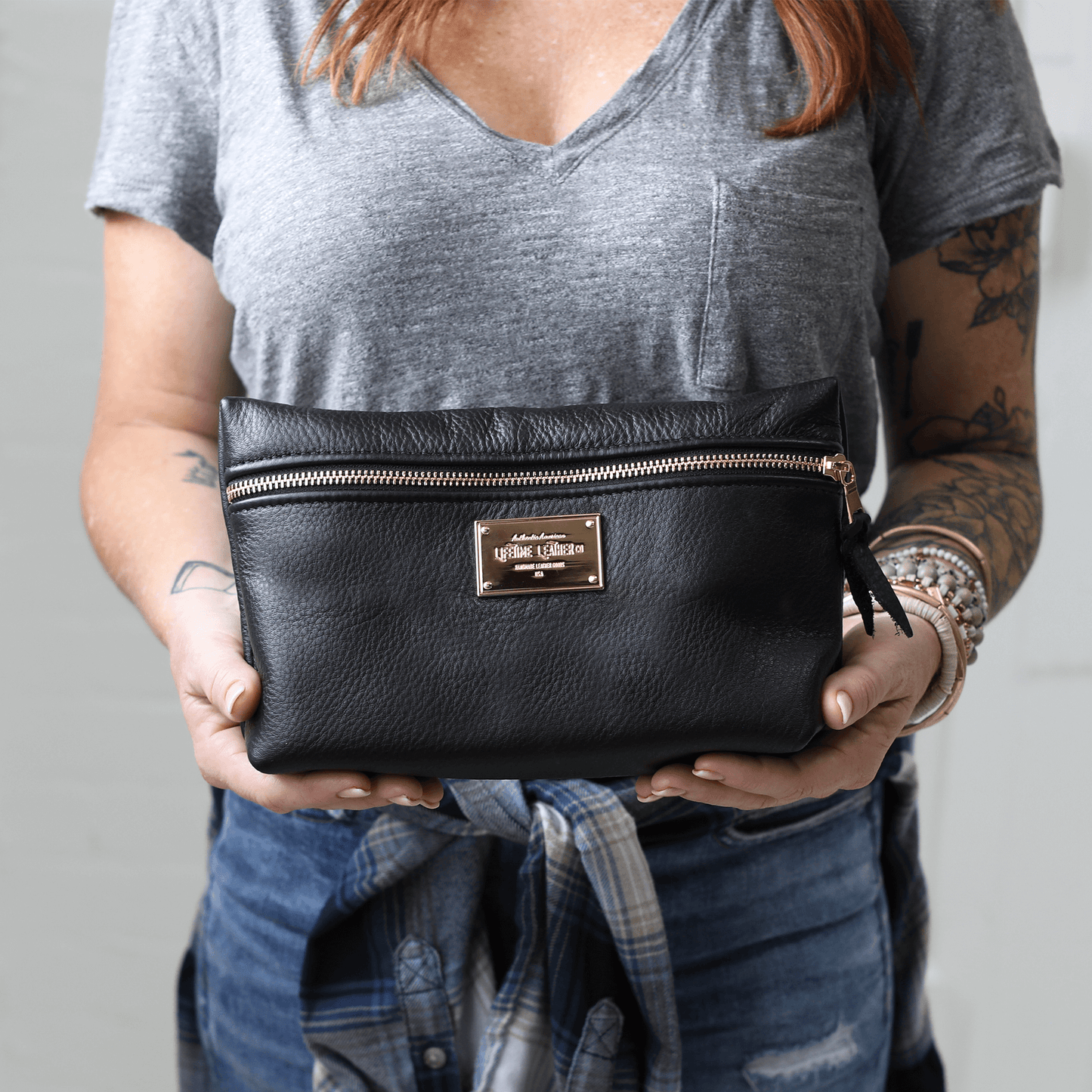 Pebbled Leather Cosmetic Bag All for American
