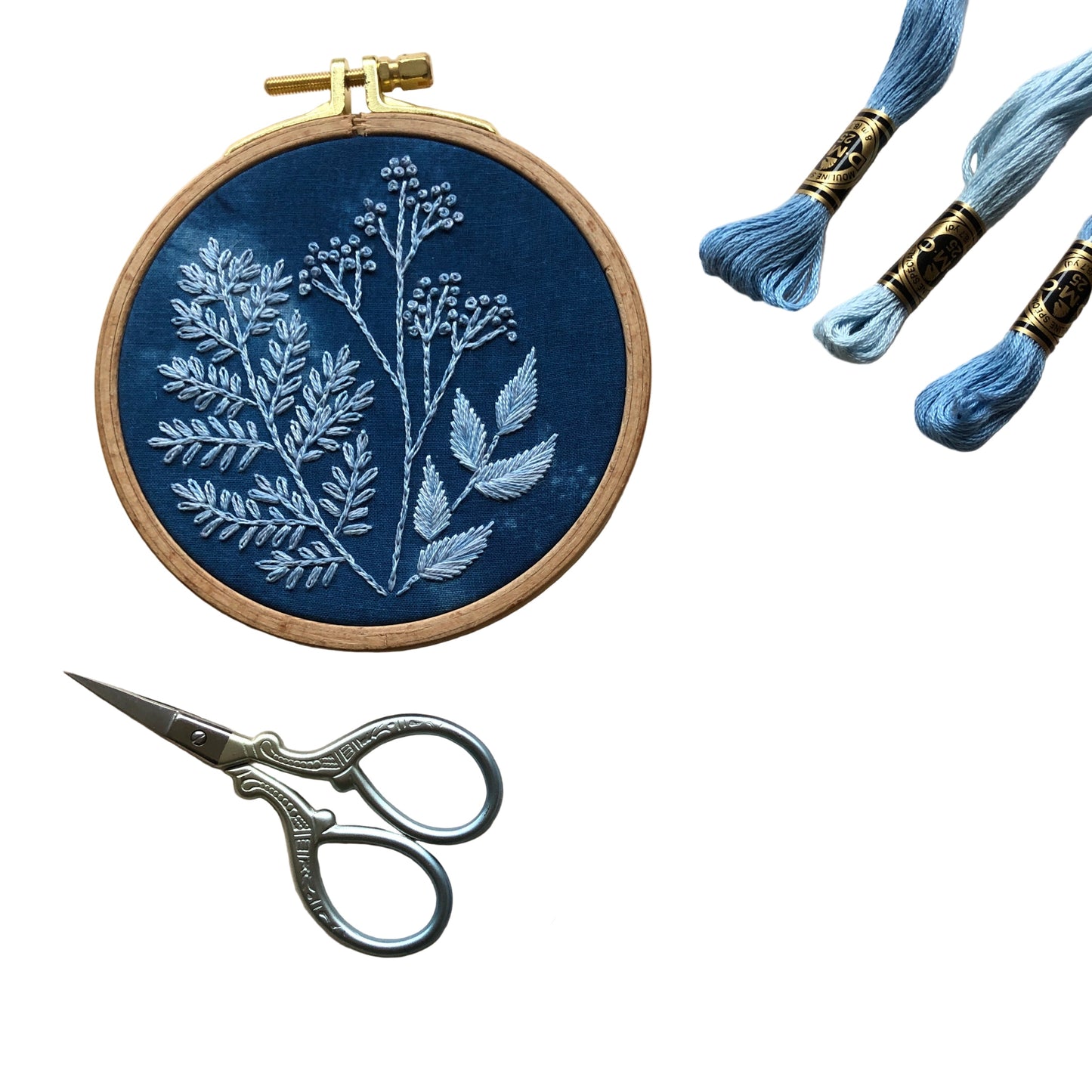 Cyanotype Botanicals - Botanical Embroidery Kit for Beginners