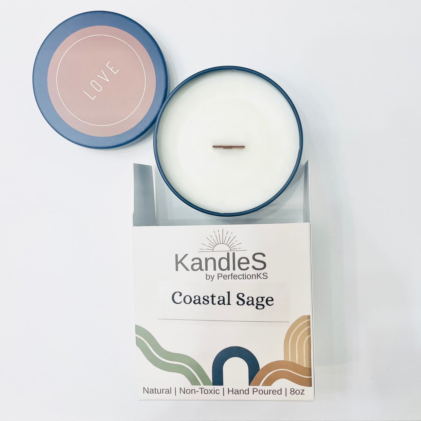 Coastal Sage Luxury Candle | Eco-Friendly Clean-Burning Wooden Wick Candle