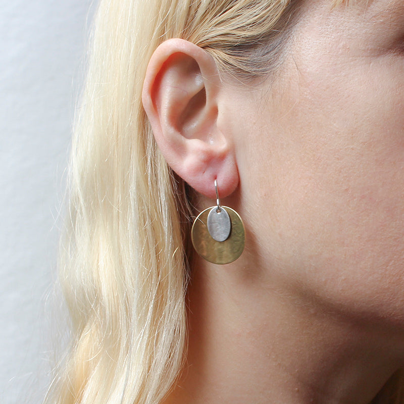 Curved Oval with Curved Disc Wire Earring