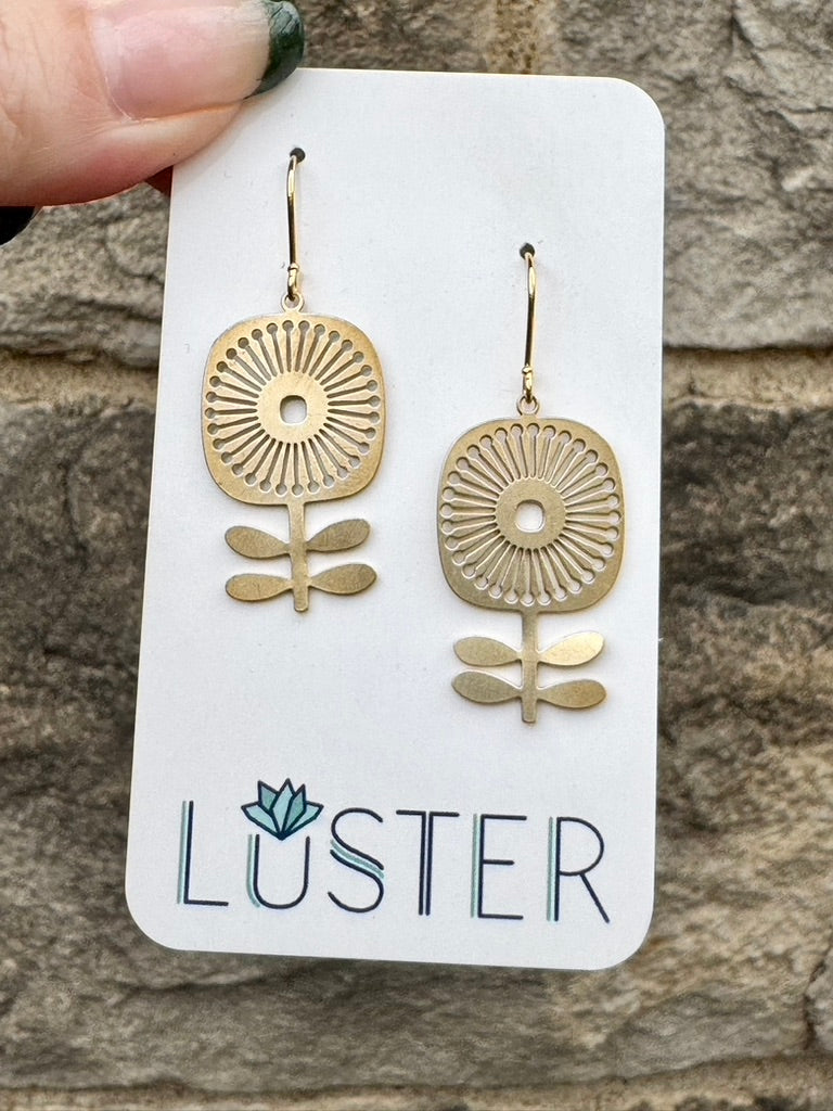 Brass Mod Flower Earrings