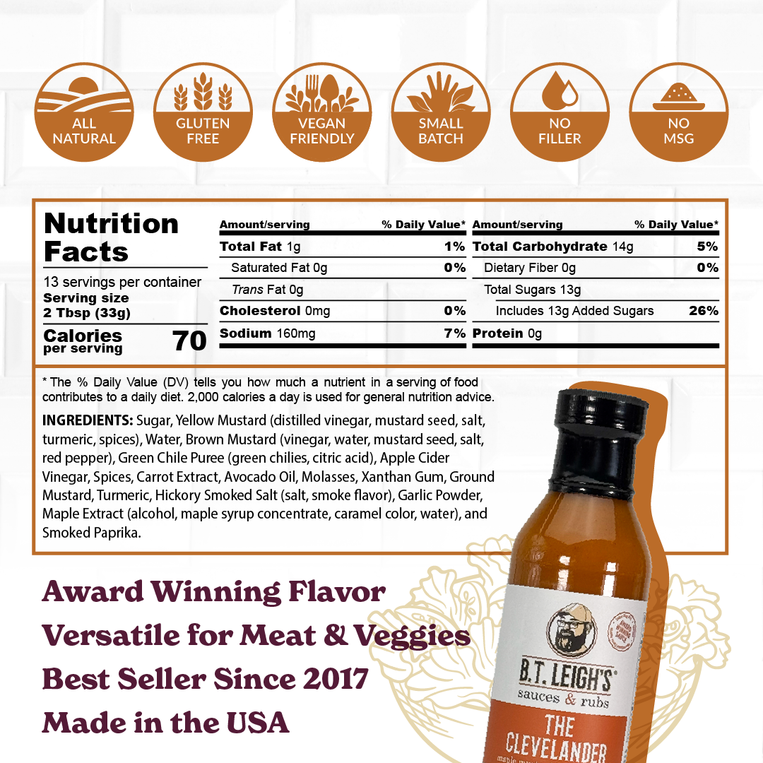 The Clevelander - Mustard Maple Rosemary Barbecue Sauce - 16 oz Bottle