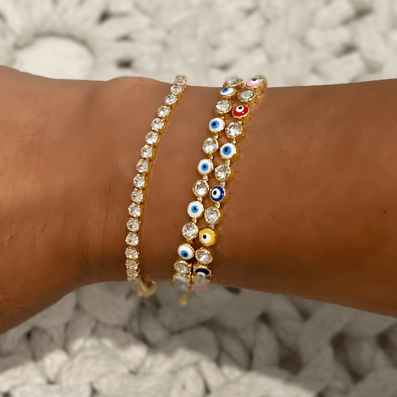 Evil Eye Tennis Bracelets Zirconia-Gold