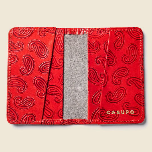 Compact Bifold with RFID Protection - Red Paisley