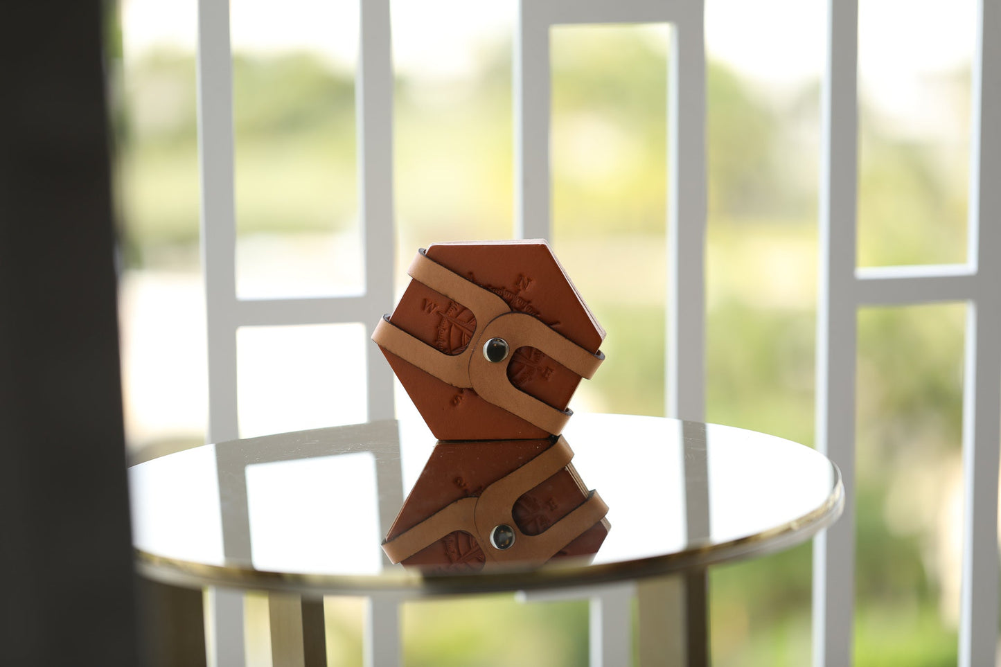 Leather Hexagon Coaster Set All for American