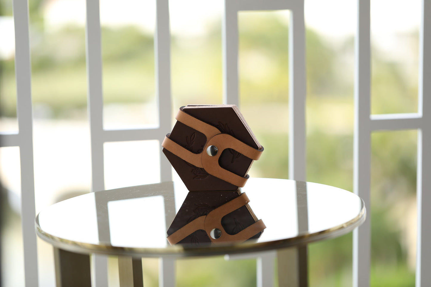 Leather Hexagon Coaster Set All for American