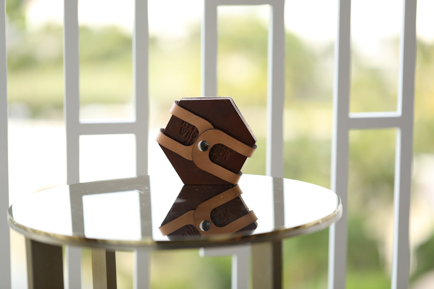Leather Hexagon Coaster Set All for American