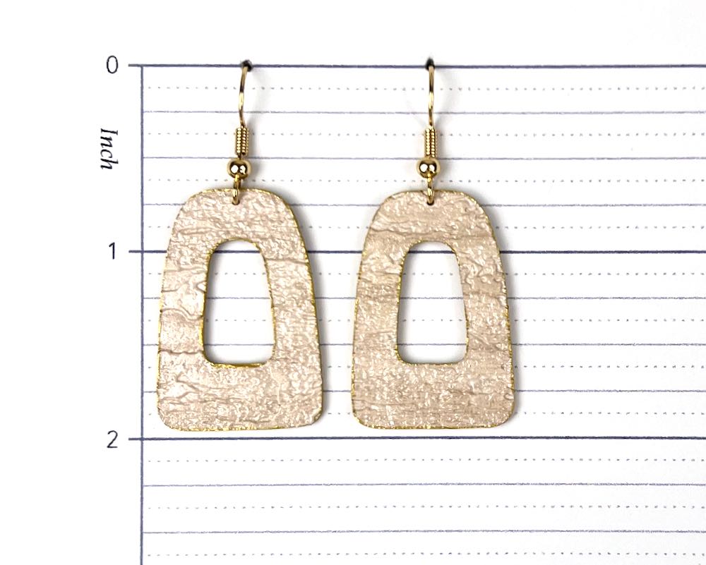 Pearly Beige Faux Stone Open Arch Earrings - Small