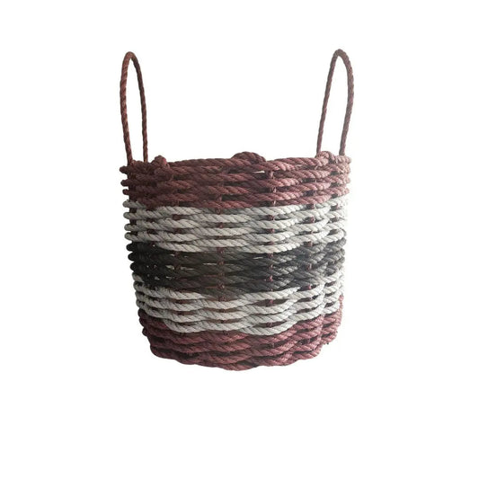Burgundy, Gray & Black Five Stripe Rope Basket