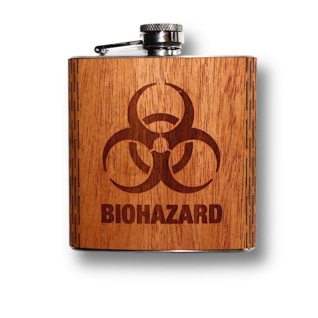 6 oz. Wooden Hip Flask (Biohazard in Mahogany)
