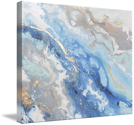"Found Solace II" GICLEE PRINT Art Modern Blue White Abstract Painting Gold Leaf Coastal Beach