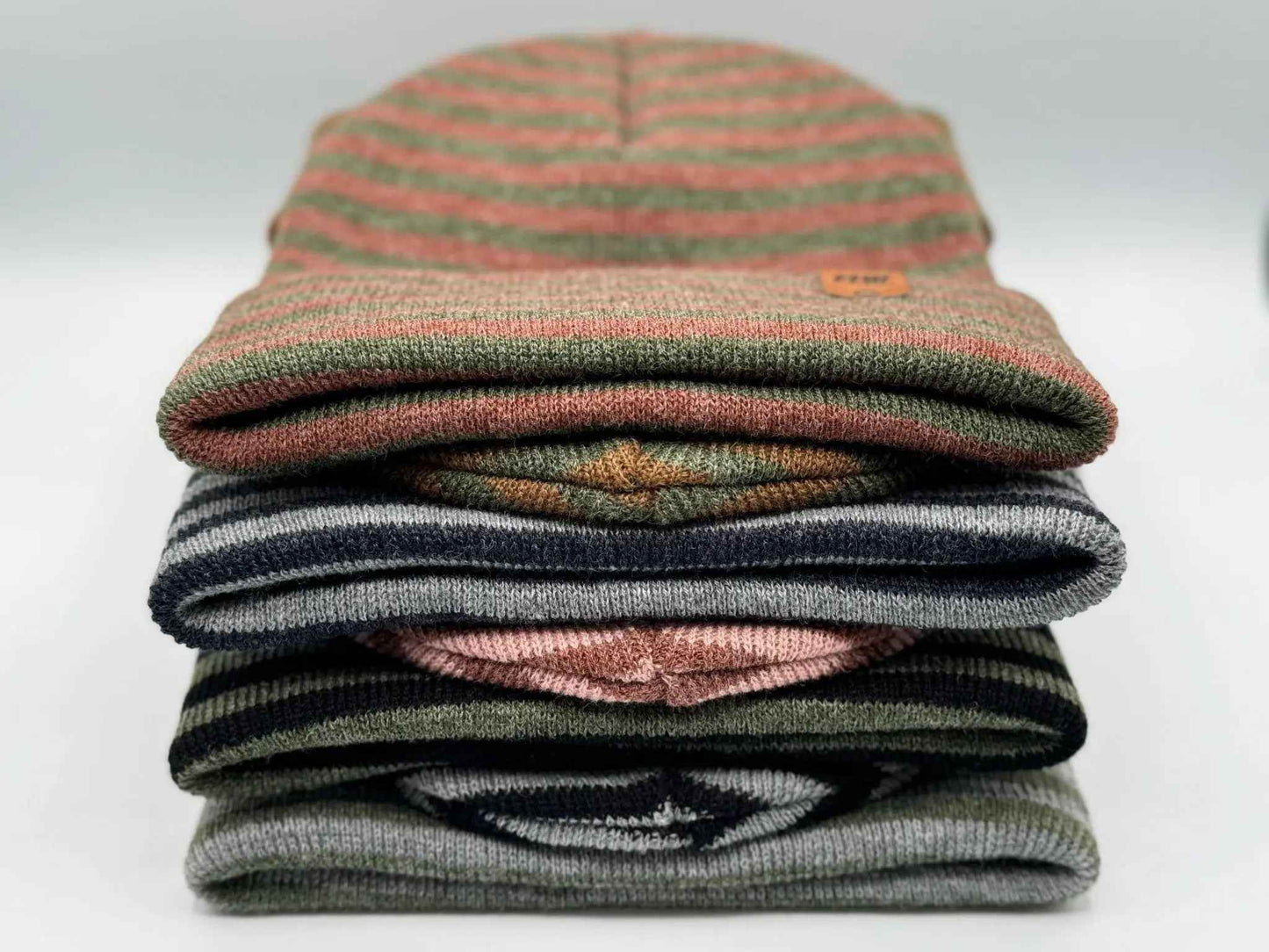 HAAKWEAR Traditional Classic RORO Cuffed Beanie / Hat - Burgundy / Green, Made in USA