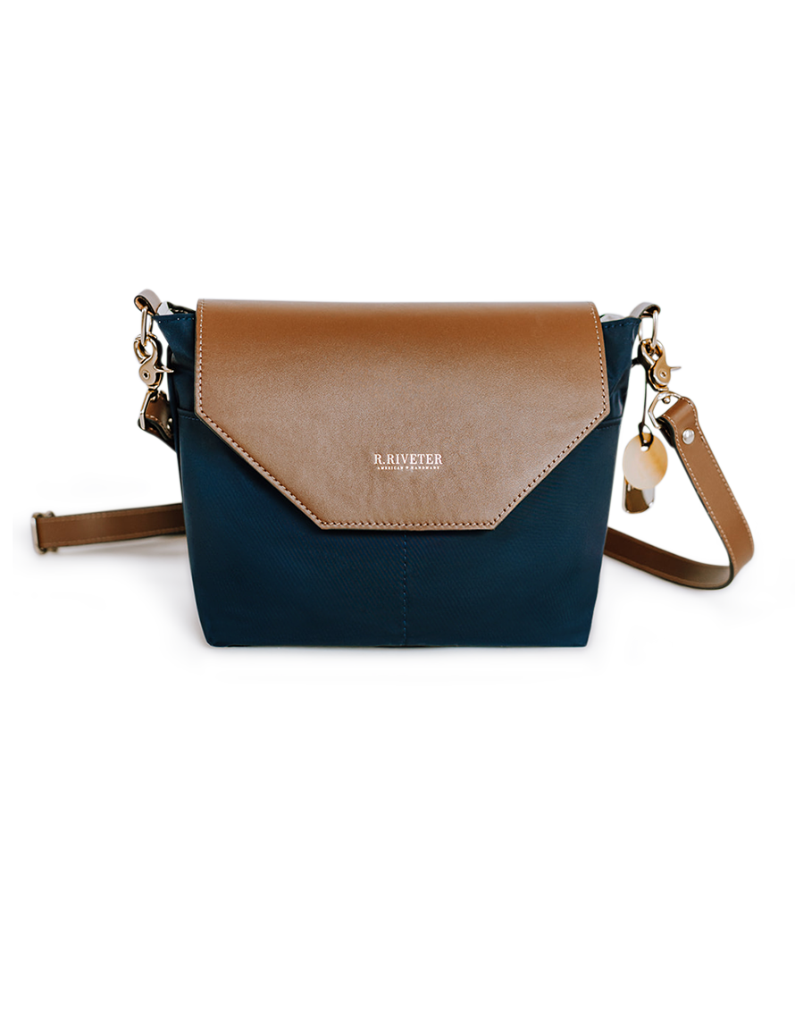 Hobby | Navy Nylon + Brown Leather