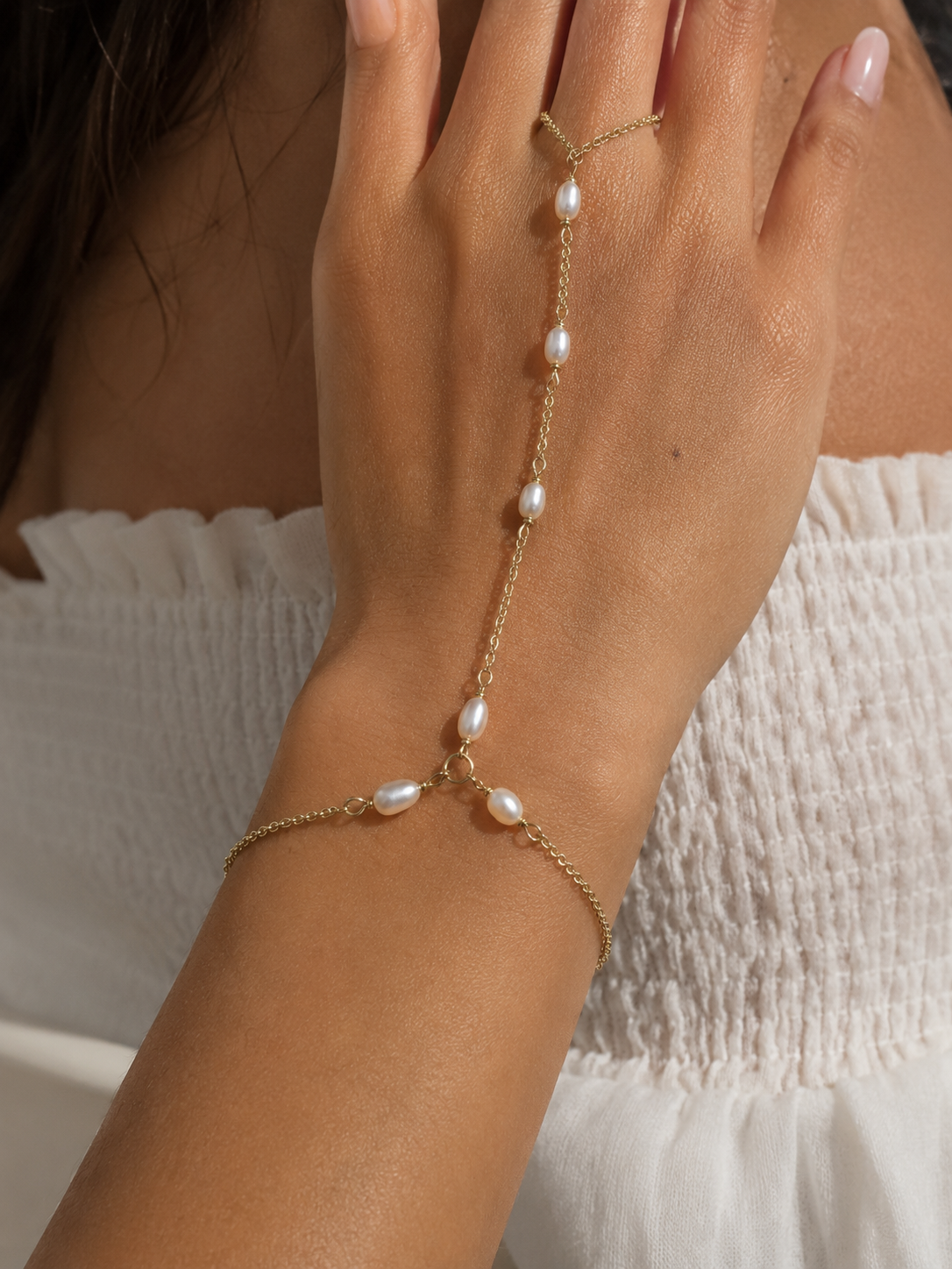 Alexandra Hand chain, ring, bracelet with Swarovski Clasp