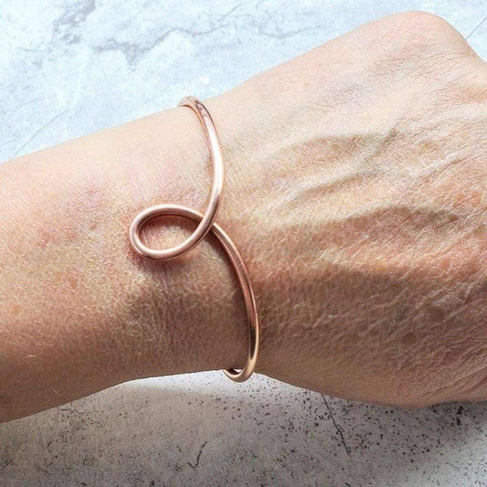 Handmade Sculpted Copper Teardrop Bangle