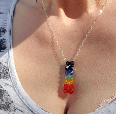 Handmade True Rainbow Crystal Rock Candy Necklace