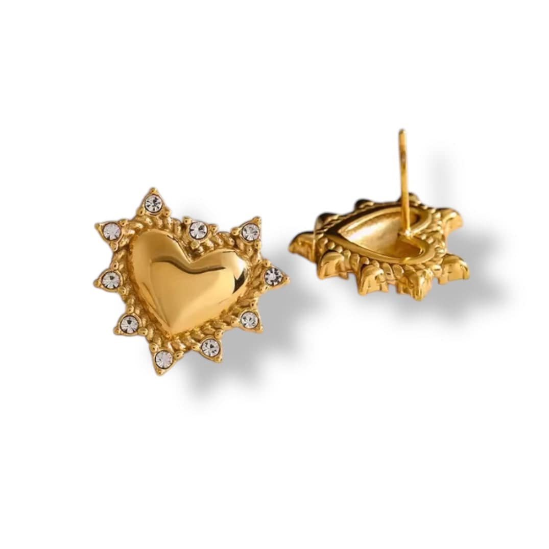 Spike Gold Heart Earrings