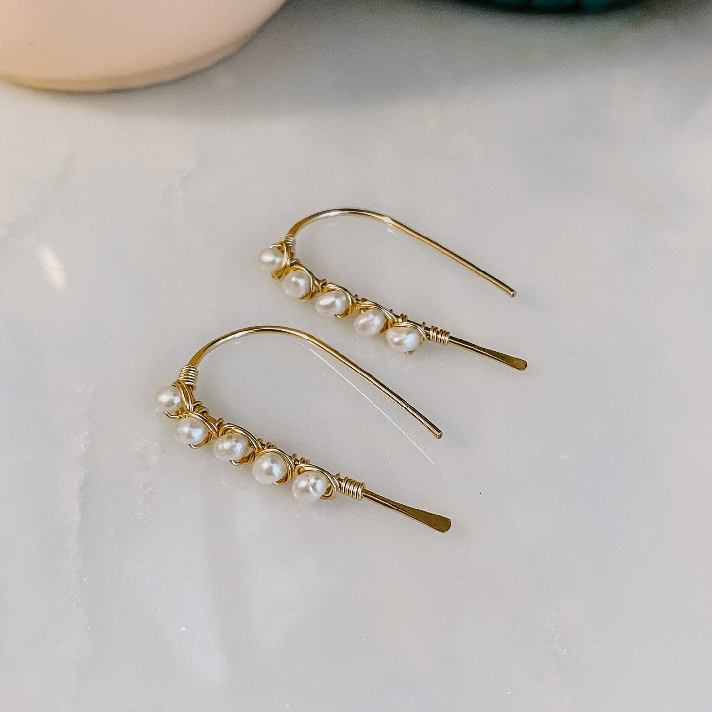 Mini Pearl U Shaped Threader Earrings