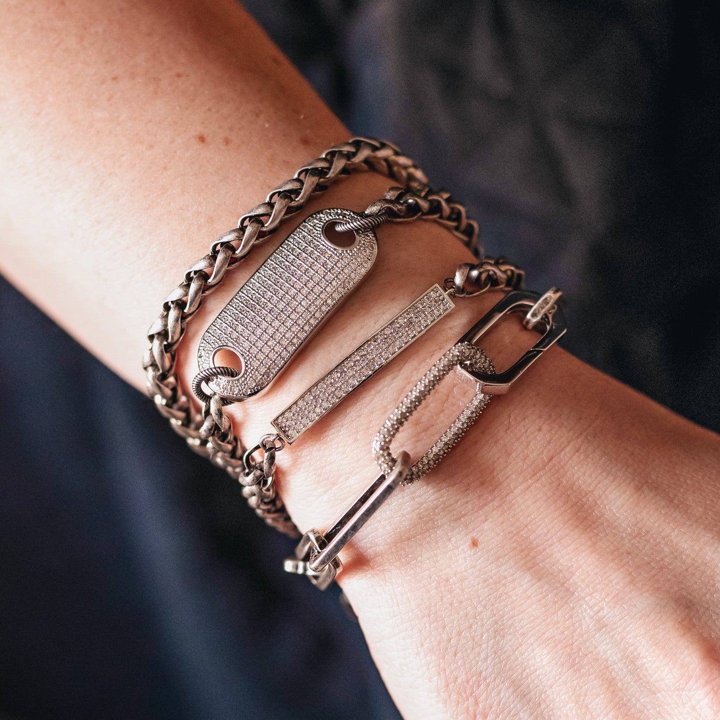 Silver Chunky Rectangle Paperclip Bracelet