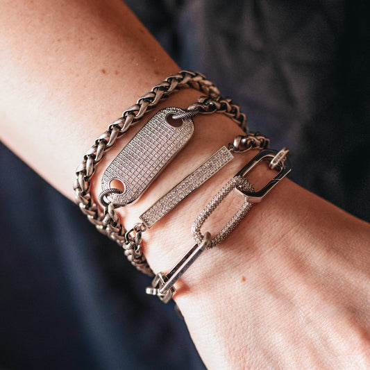 Silver Chunky Rectangle Paperclip Bracelet
