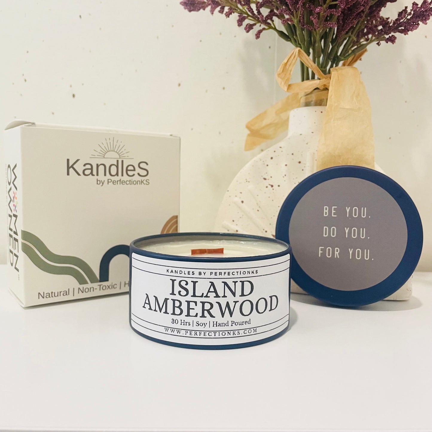 Island Amberwood 8oz Luxury Candle - Exotic Elegance for Your Space