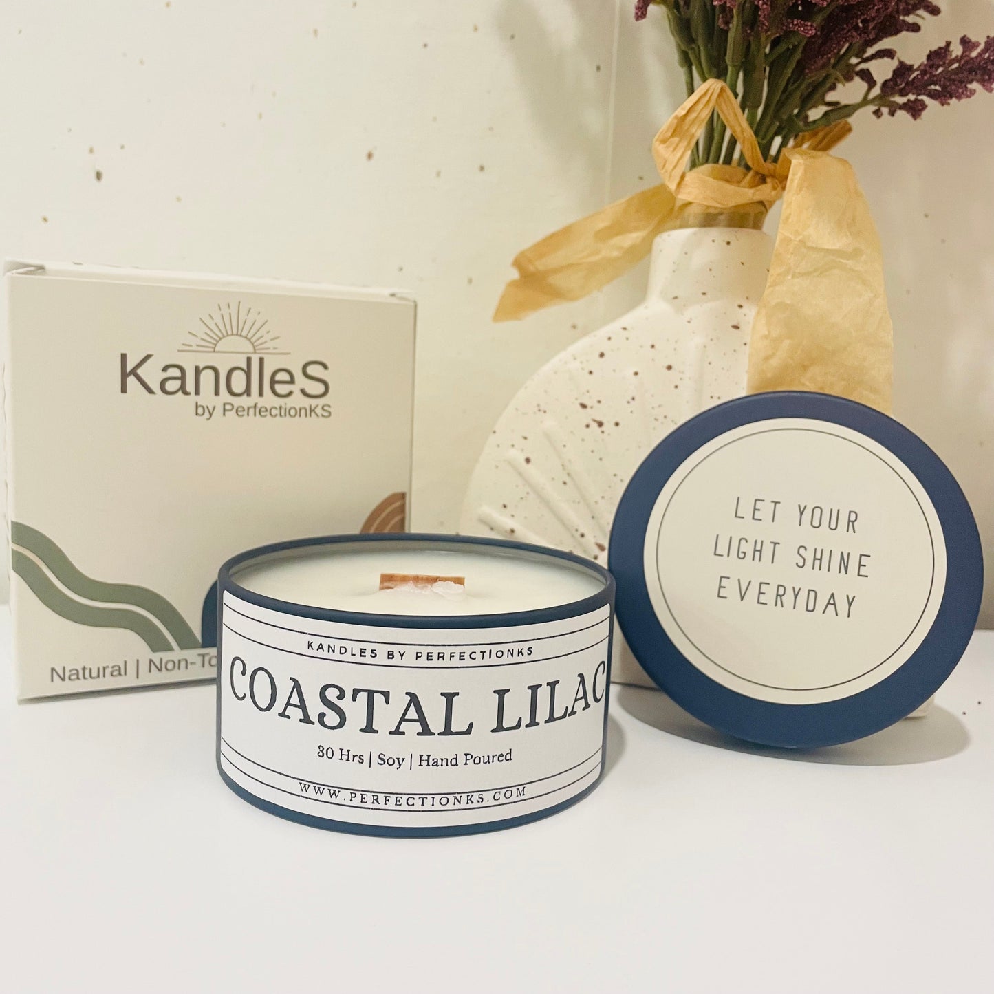 Coastal Lilac 8oz Luxury Candle – Coastal Freshness Elegant Florals