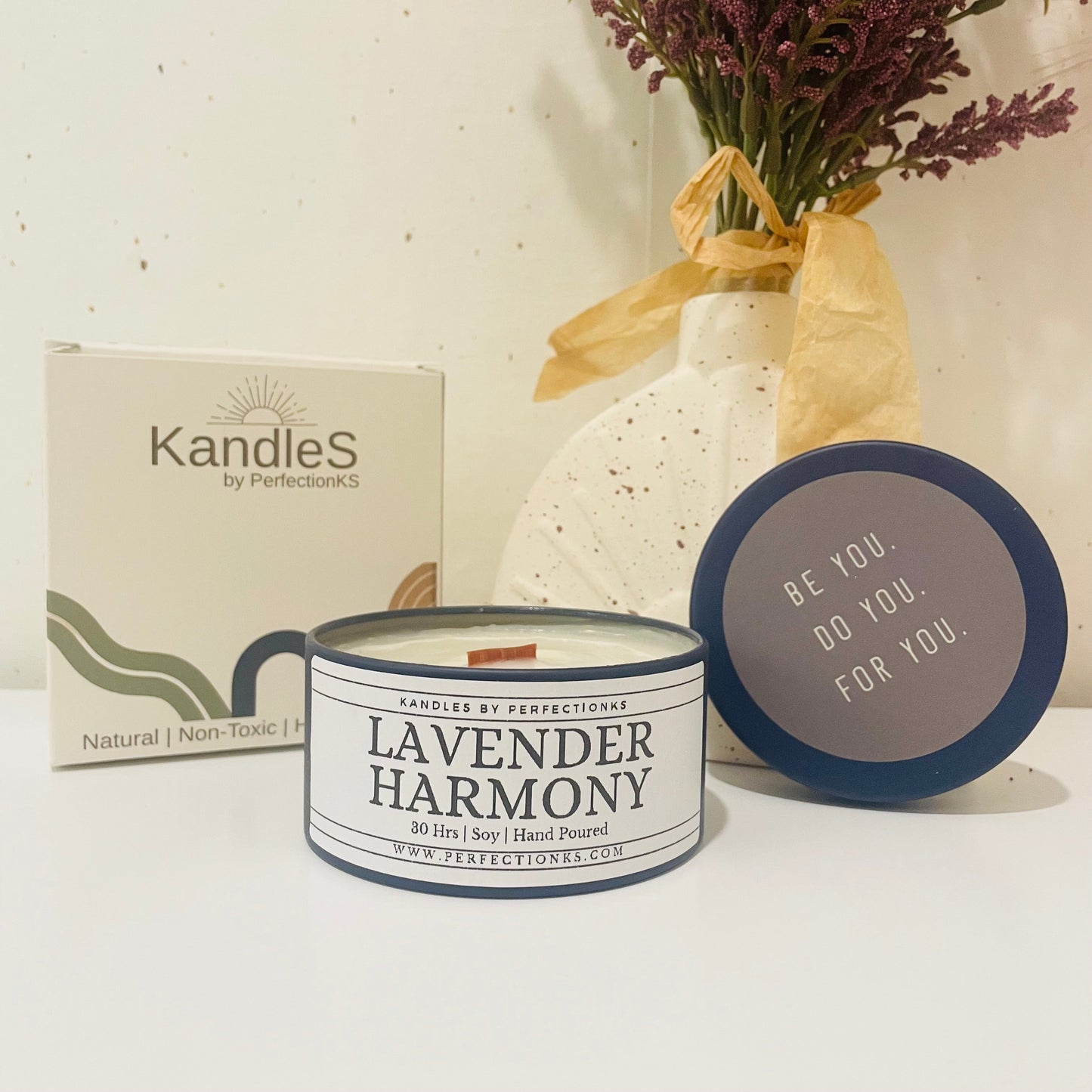 Lavender Harmony Luxury Candle | Eco-Friendly Clean-Burning Wooden Wick Candle