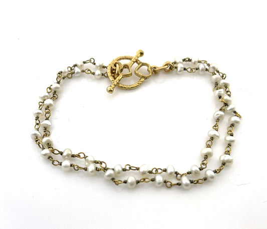 Dual Layer Freshwater Pearl Bracelet – 14K Gold Filled