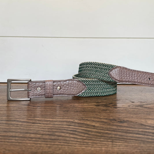 The Stretch Belt, Green & Tan