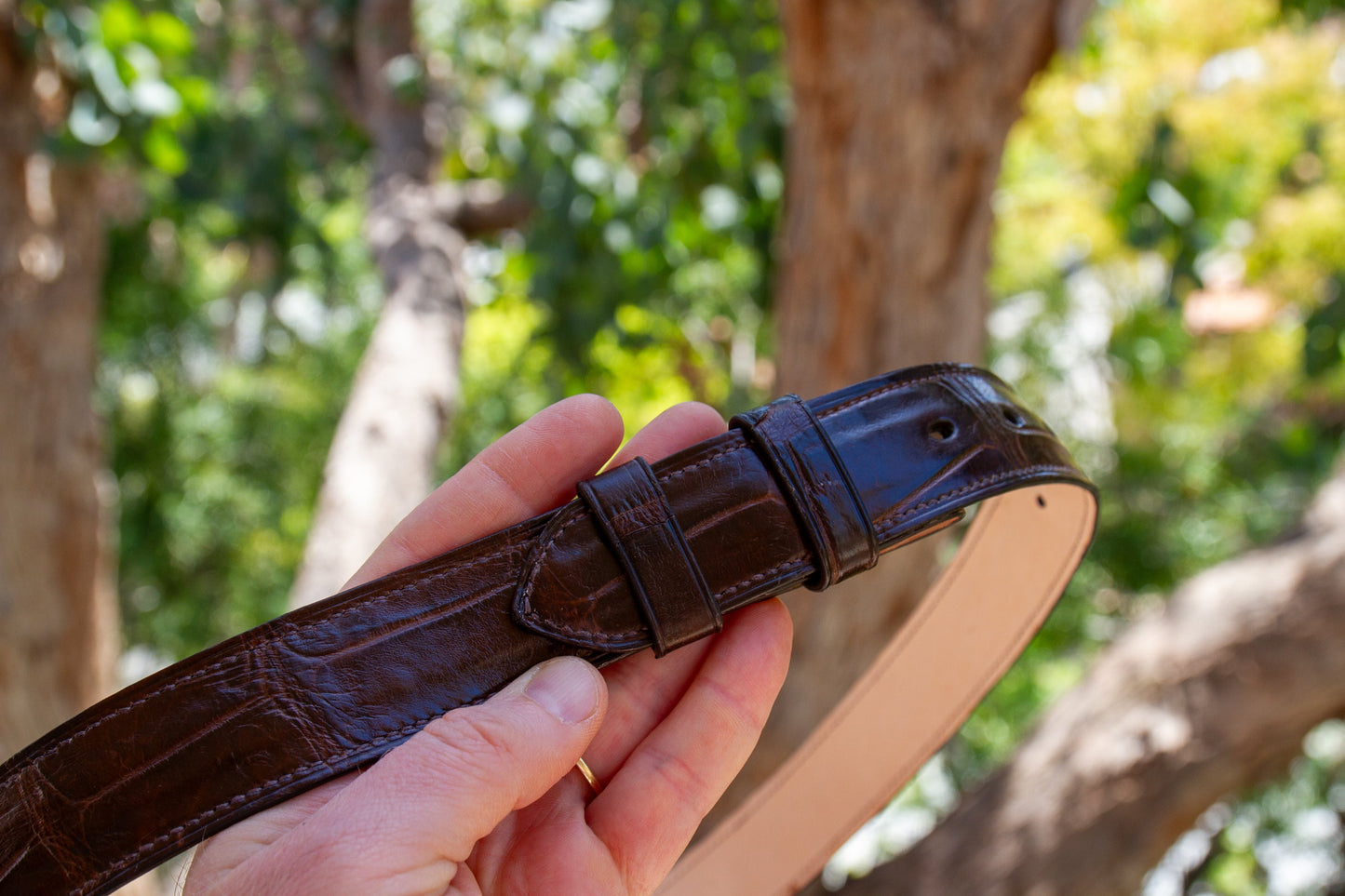 Alligator Leather Belt - Brown