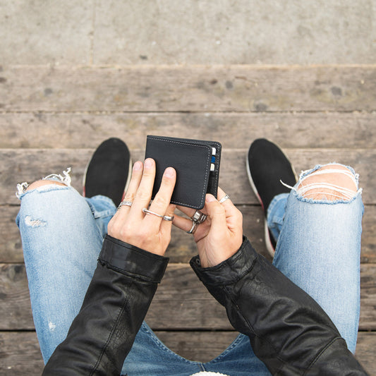 Large Billfold Wallet with RFID protection - Black