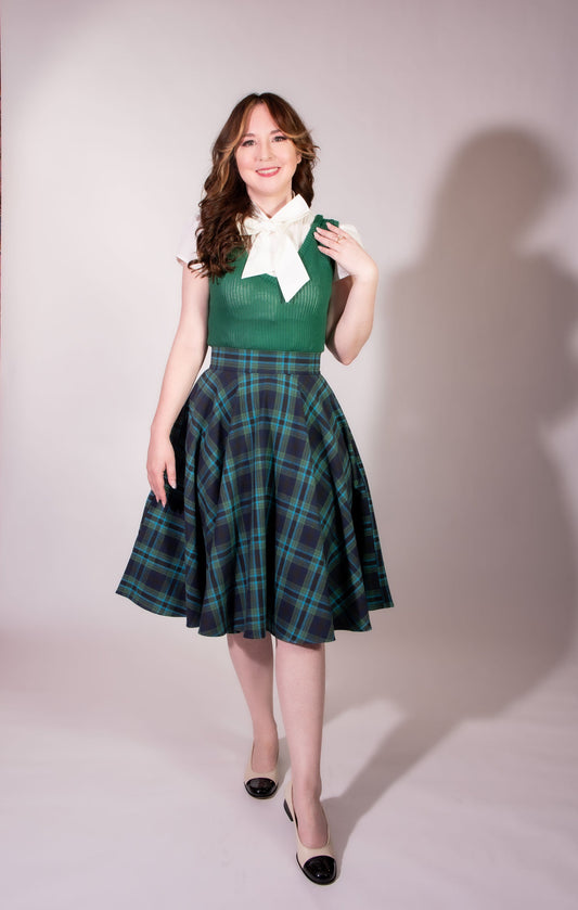 Haute Circle Skirt - Flannel, Blue & Teal Plaid