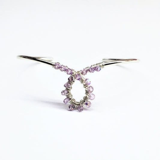 Lavender Crystal Cancer Ribbon Awareness Bangle