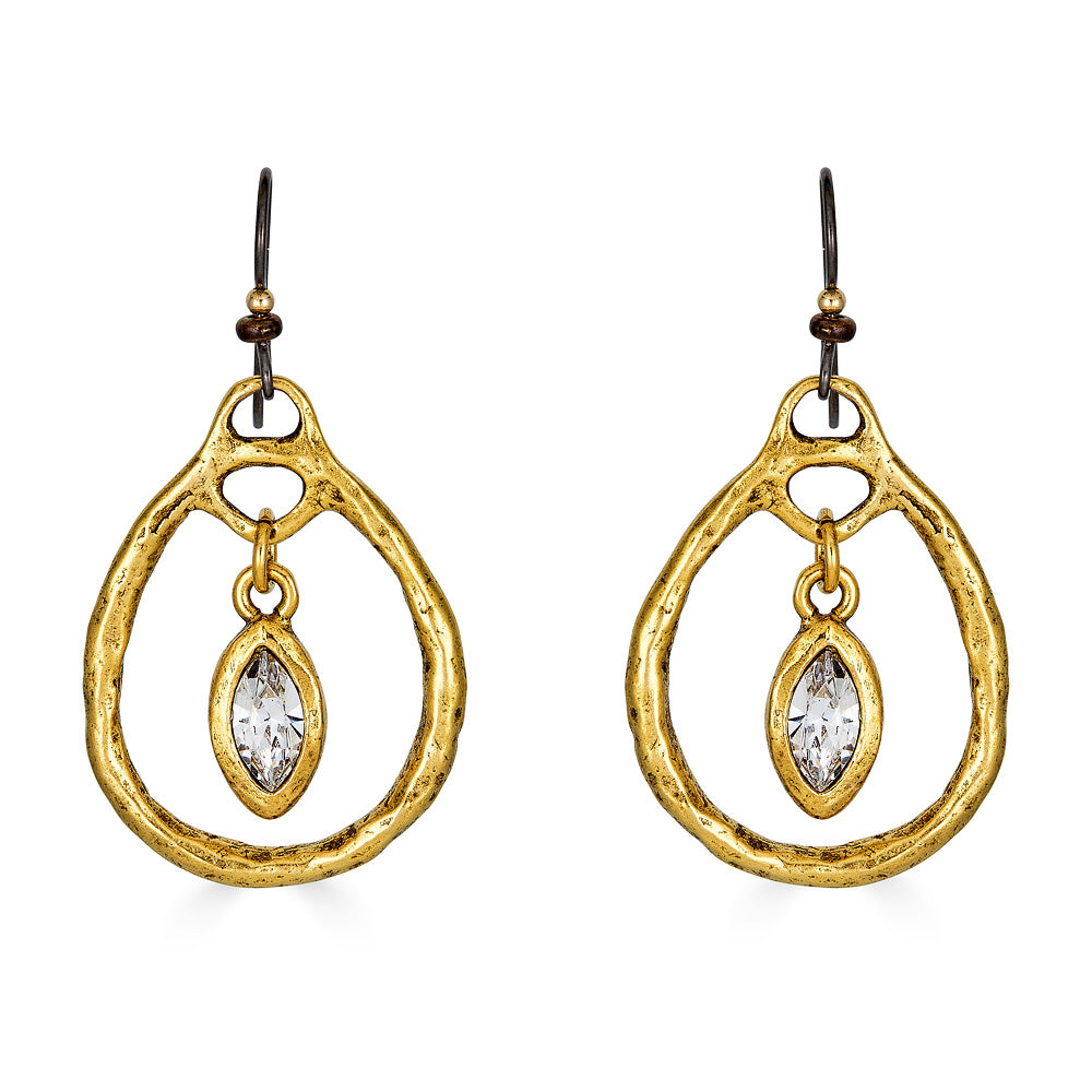 Gold Crystal Hoop Earrings