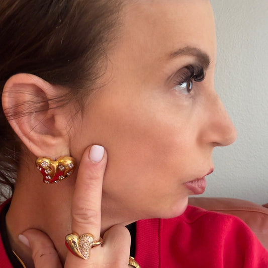 Love Heart Gold Earrings