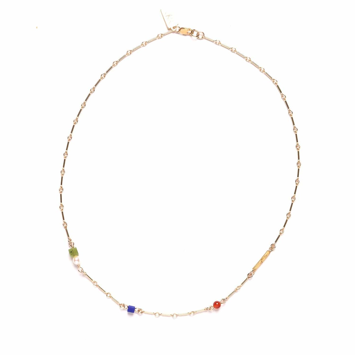 Minimal Charm Necklace- Jade, Pearl, Carnelian, and Vintage Glass