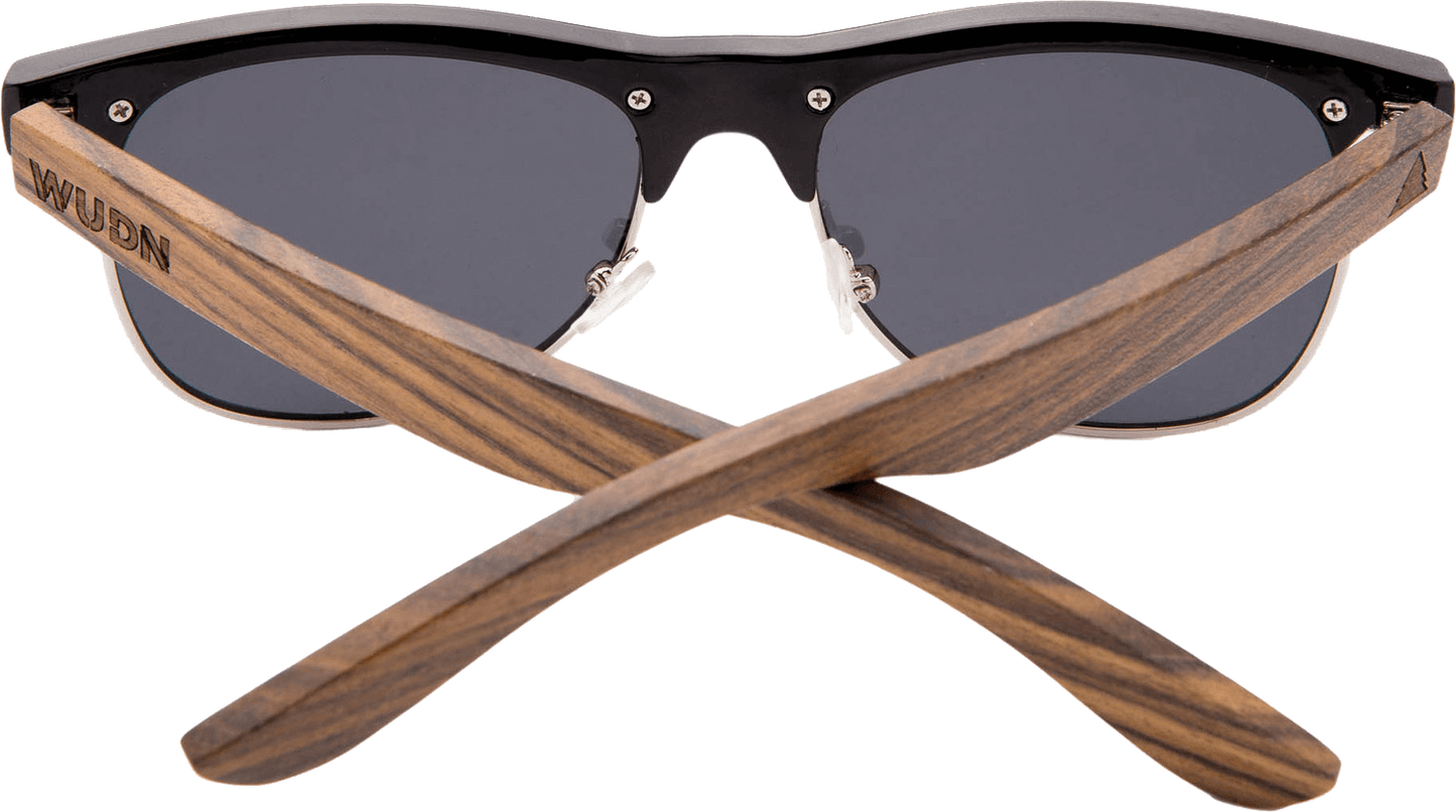 Real Ebony Browline Style RetroShade Sunglasses by WUDN
