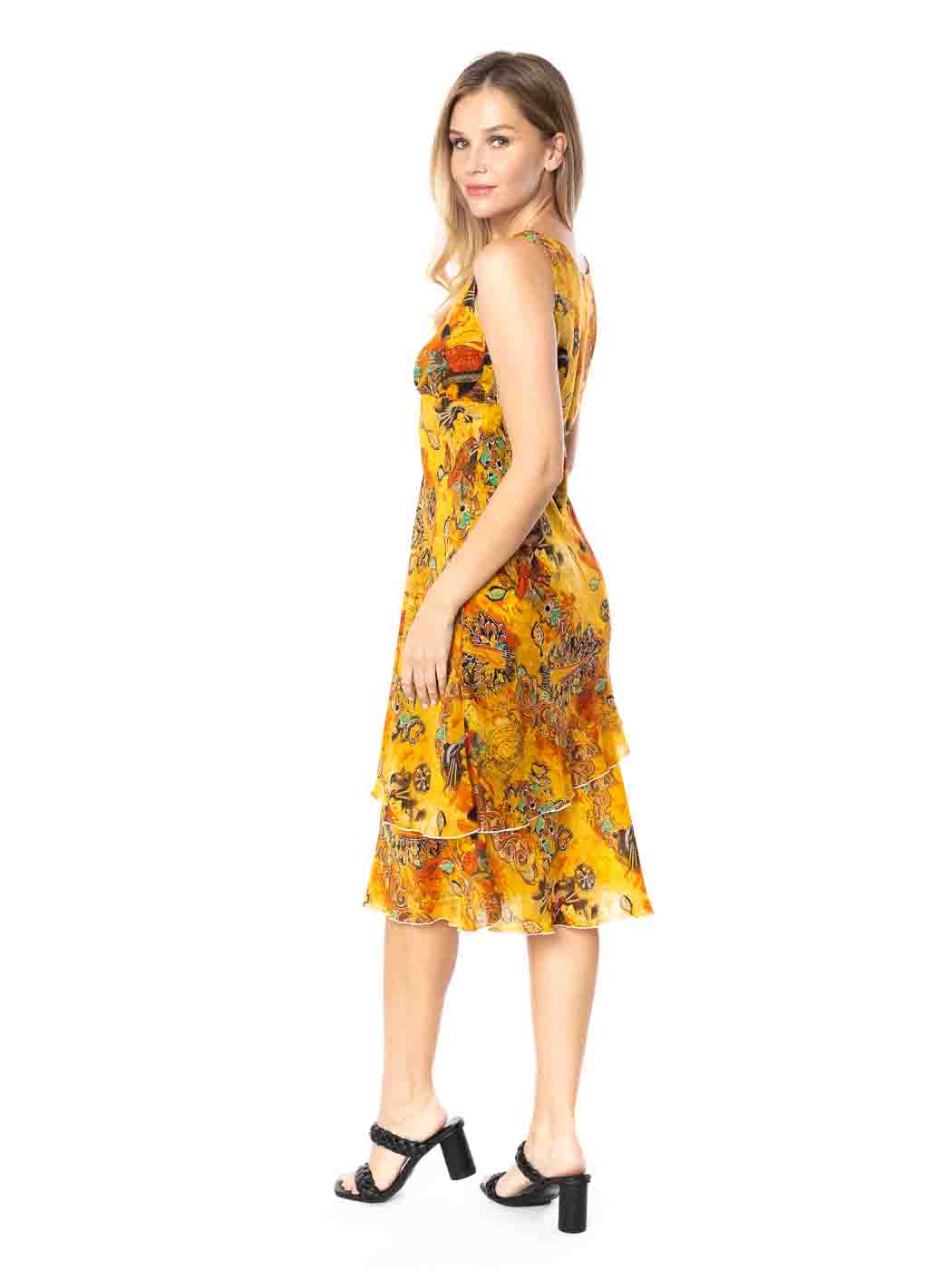 Tianello "Akai" Print "Sueded" CUPRO "Iris" Sleeveless Bias Dress
