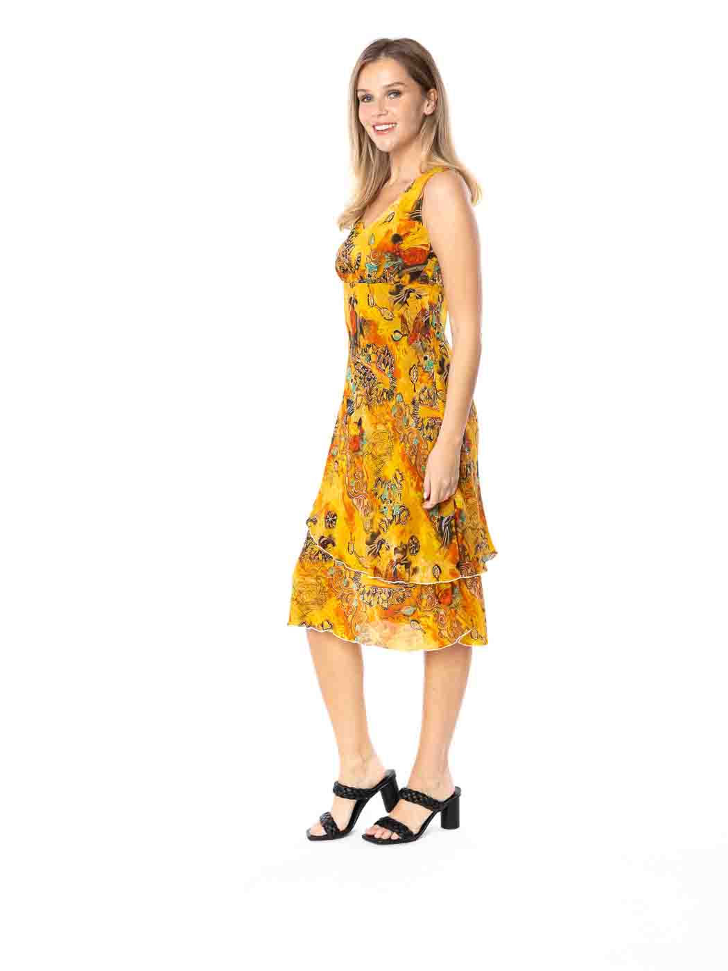 Tianello "Akai" Print "Sueded" CUPRO "Iris" Sleeveless Bias Dress