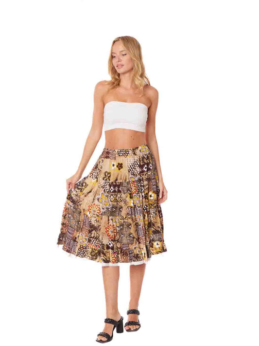 Tianello print "Evinchi" Georgette "Prairie" Skirt
