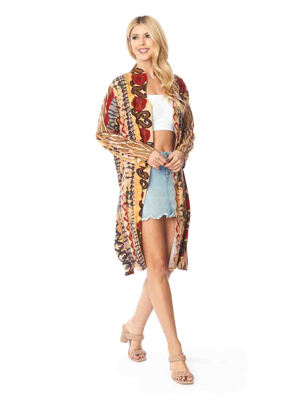 Tianello TENCEL™ "Samba" Print Long "SELENA" Duster Jacket