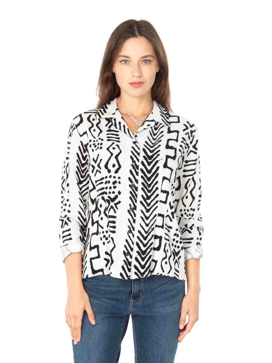Tianello TENCELโข "Mud" Print "Diane" Blouse