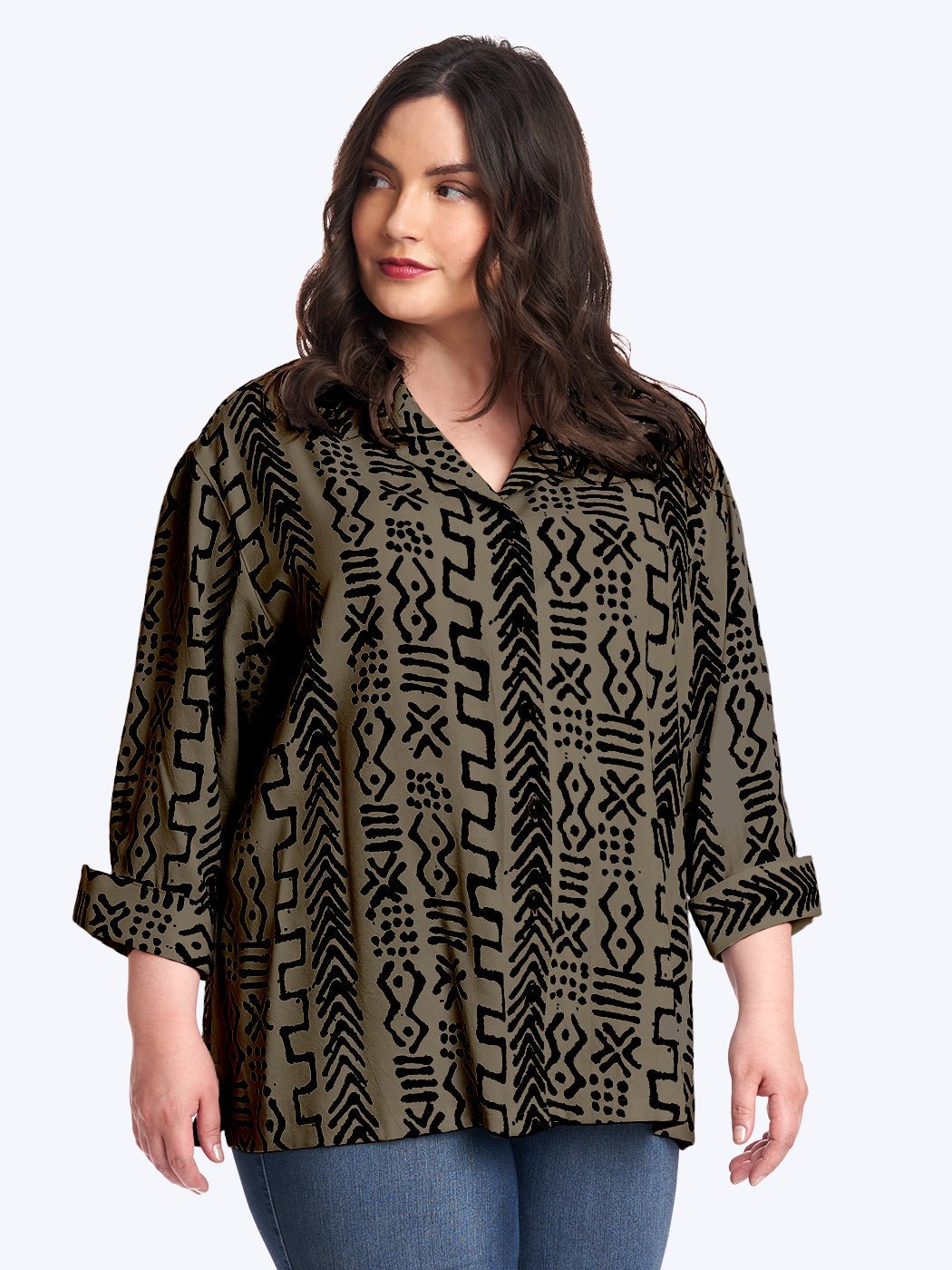 Tianello Plus Mud Print Tencel Aida Blouse
