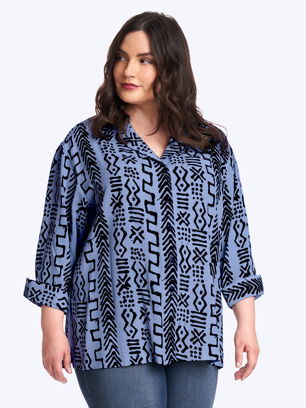 Tianello Plus Mud Print Tencel Aida Blouse