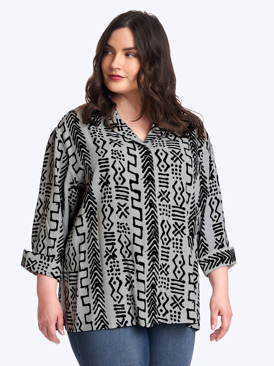 Tianello Plus Mud Print Tencel Aida Blouse