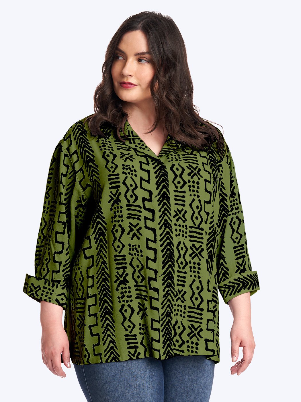 Tianello Plus Mud Print Tencel Aida Blouse