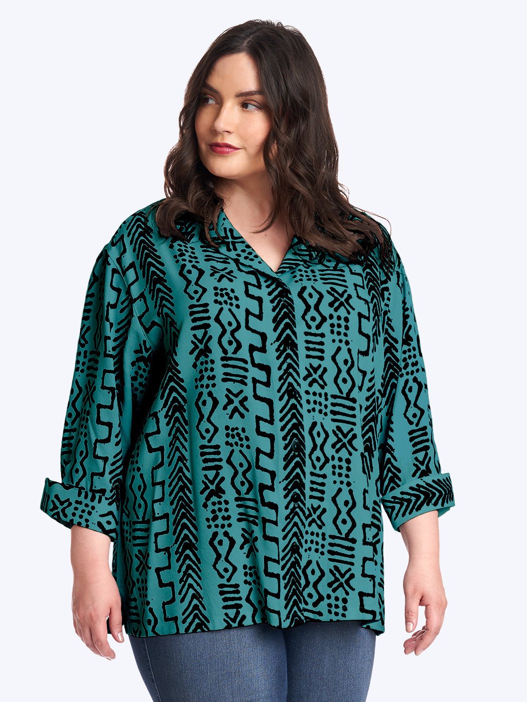 Tianello Plus Mud Print Tencel Aida Blouse