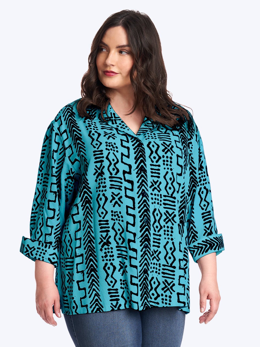 Tianello Plus Mud Print Tencel Aida Blouse