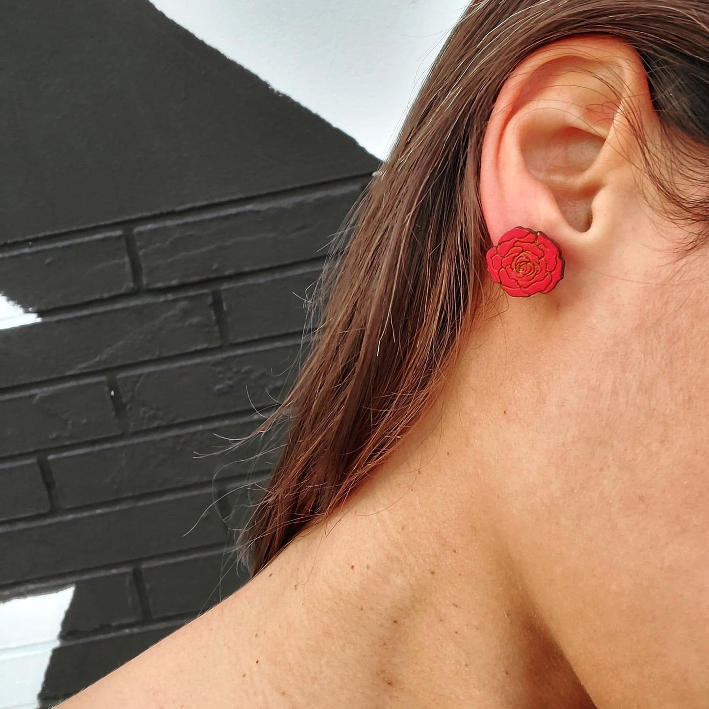 Red Rose Studs